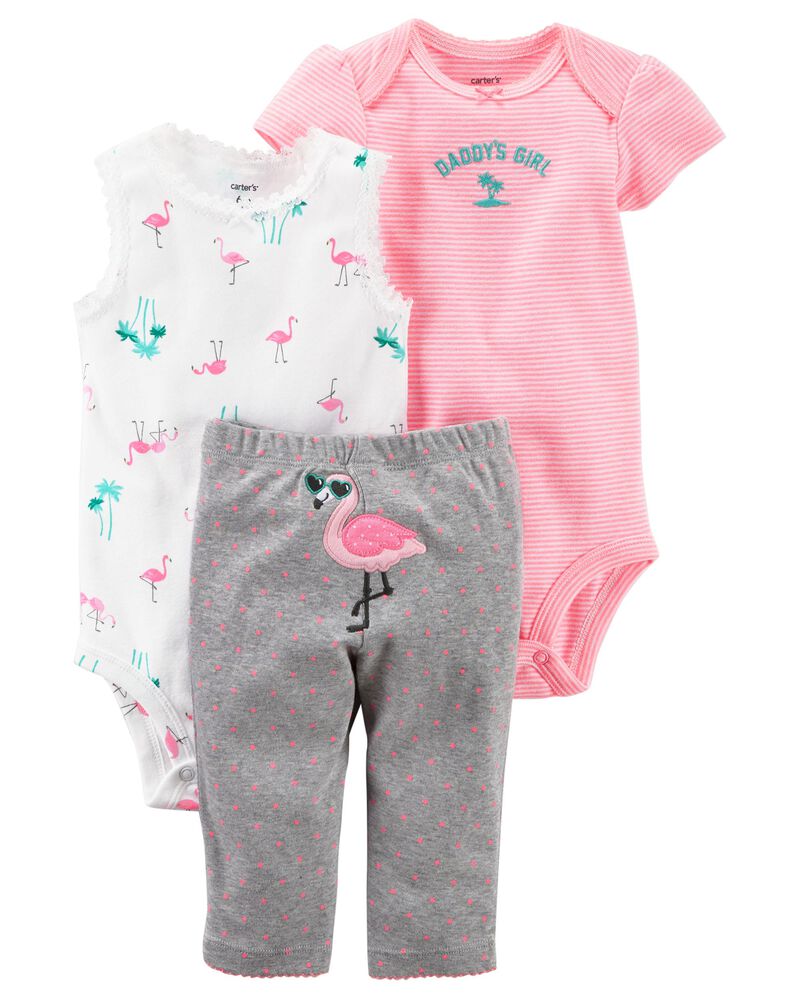 Pants /& Jacket Set ~ Flamingo ~ Size 9M ~ Carter/'s Baby Girl 3 Piece Bodysuit